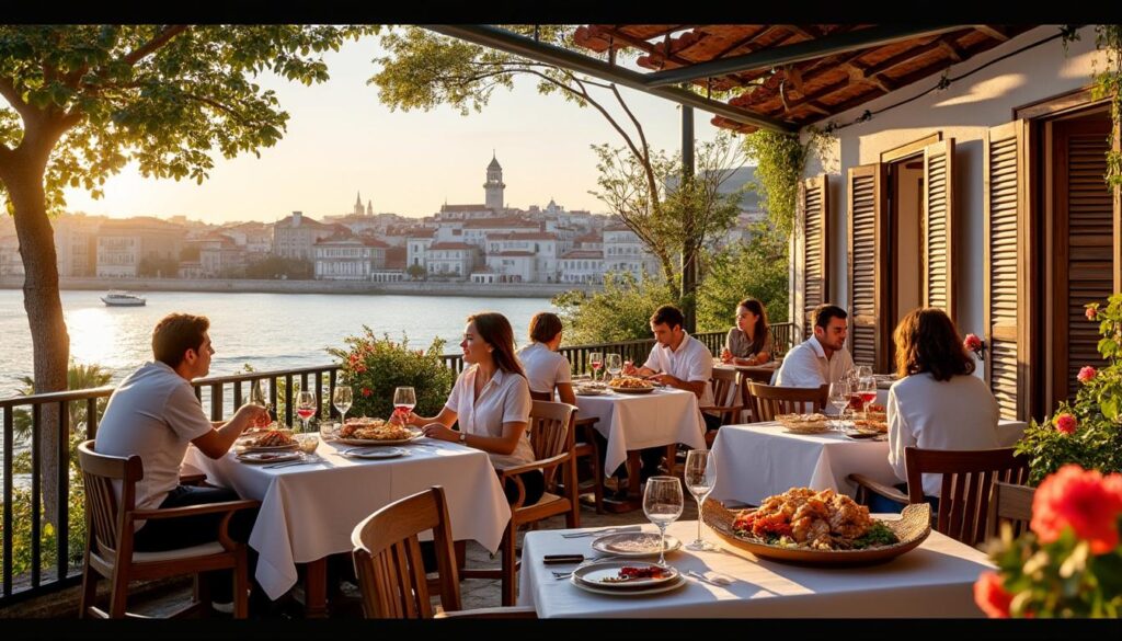 découvrez ponto final almada, un restaurant traditionnel offrant une vue spectaculaire sur le fleuve tage. savourez des plats authentiques dans un cadre unique et convivial.