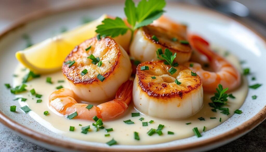 découvrez une recette facile et savoureuse de noix de saint-jacques et crevettes à la crème, parfaite pour un repas gourmand en toute simplicité.