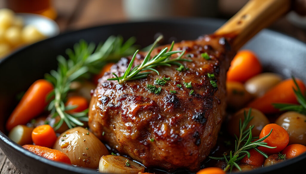 découvrez une recette facile et savoureuse de souris d'agneau au four cuisson lente, pour une viande tendre et parfumée à partager en famille ou entre amis.