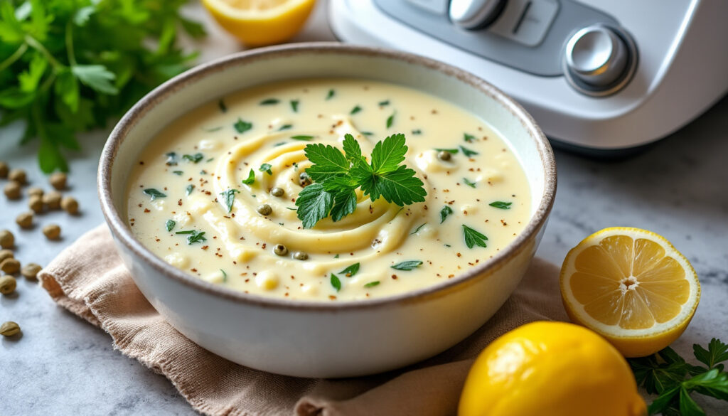 découvrez notre recette facile et rapide de sauce gribiche au thermomix, parfaite pour accompagner vos plats avec une touche gourmande et maison.